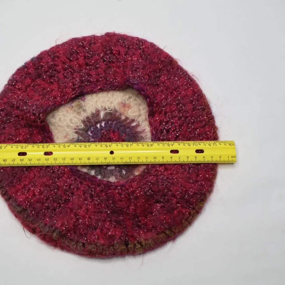Handmade Style Crochet Knit Beret‎ Beanie Hat Multicolor Sparkle Boho Slouchy